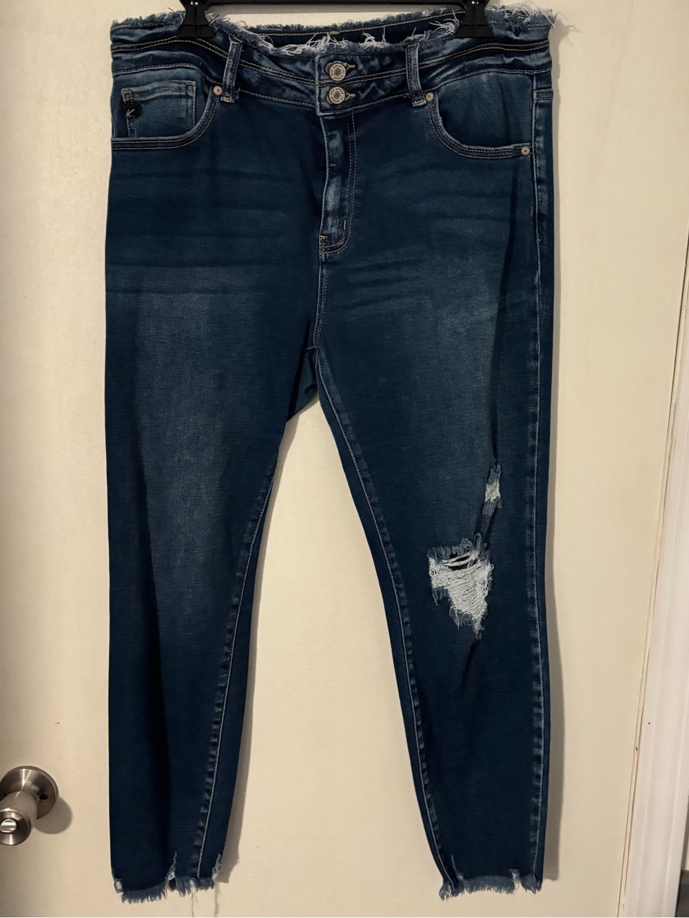 KanCan Dark Indigo High-Rise Distressed Skinny Jeans